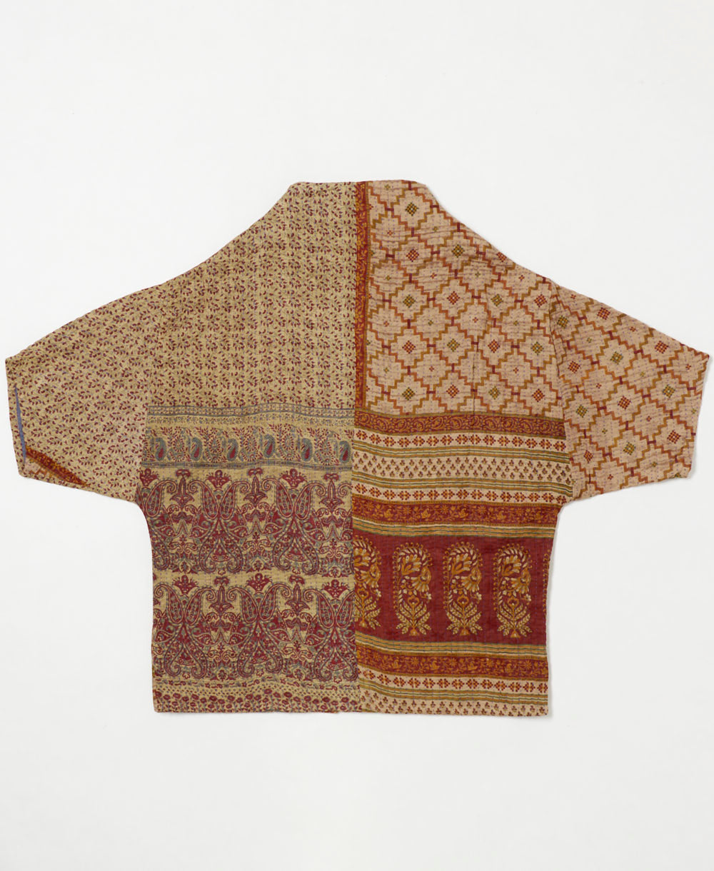 one-of-a-kind cocoon quilted jacket made from upcycled vintage cotton saris