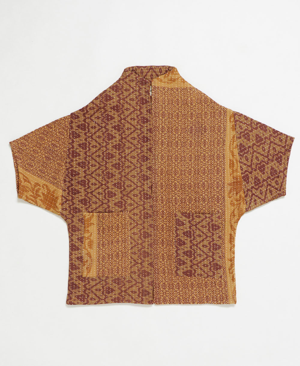 one-of-a-kind cocoon quilted jacket made from upcycled vintage cotton saris