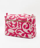 eco friendly large toiletry bag sustianably crafted using bubble gum pink vintage cotton saris 