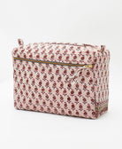 large toiletry bag in a blush pink hue crafted from upcycled vintage cotton saris 