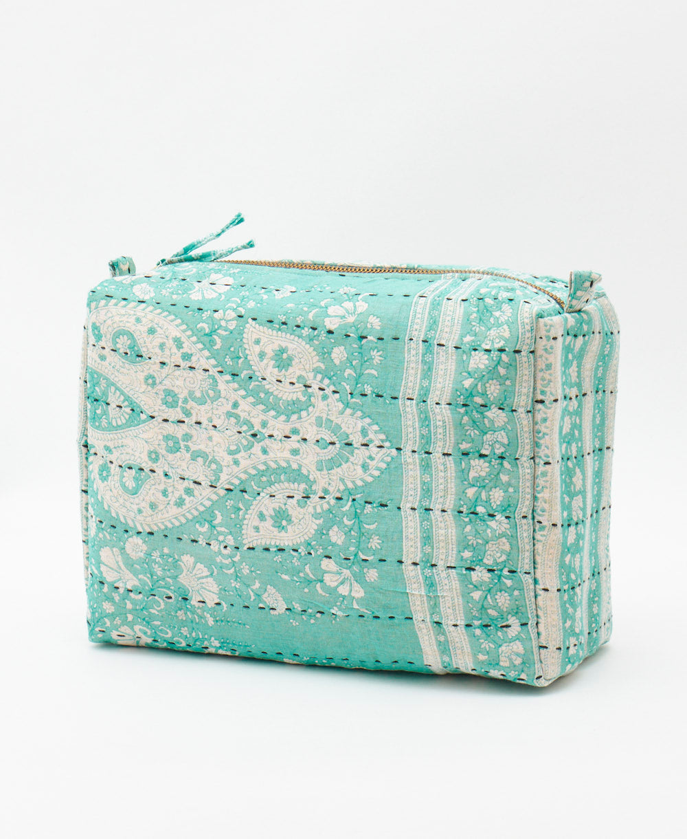 handmade large cosmetic bag crafted by artisans in India 