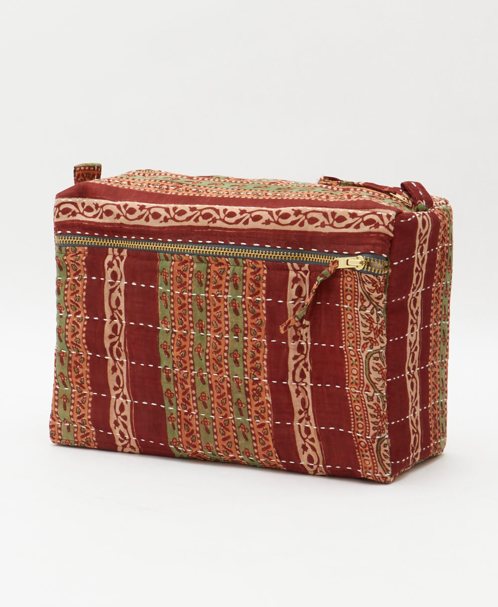 large toiletry bag made from eco-friendly upcyled vintage fabrics by women in India