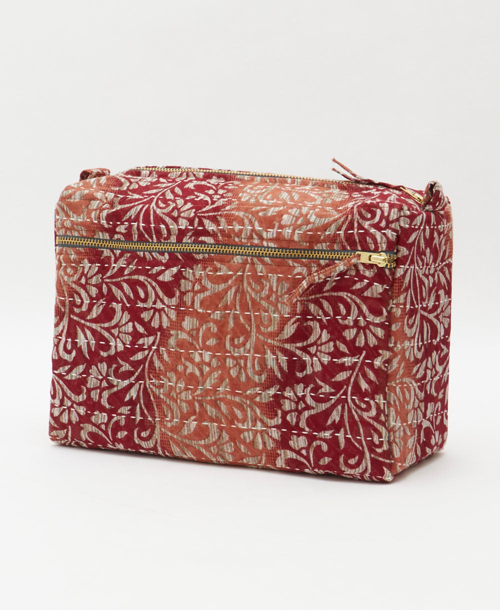 large toiletry bag made from eco-friendly upcyled vintage fabrics by women in India