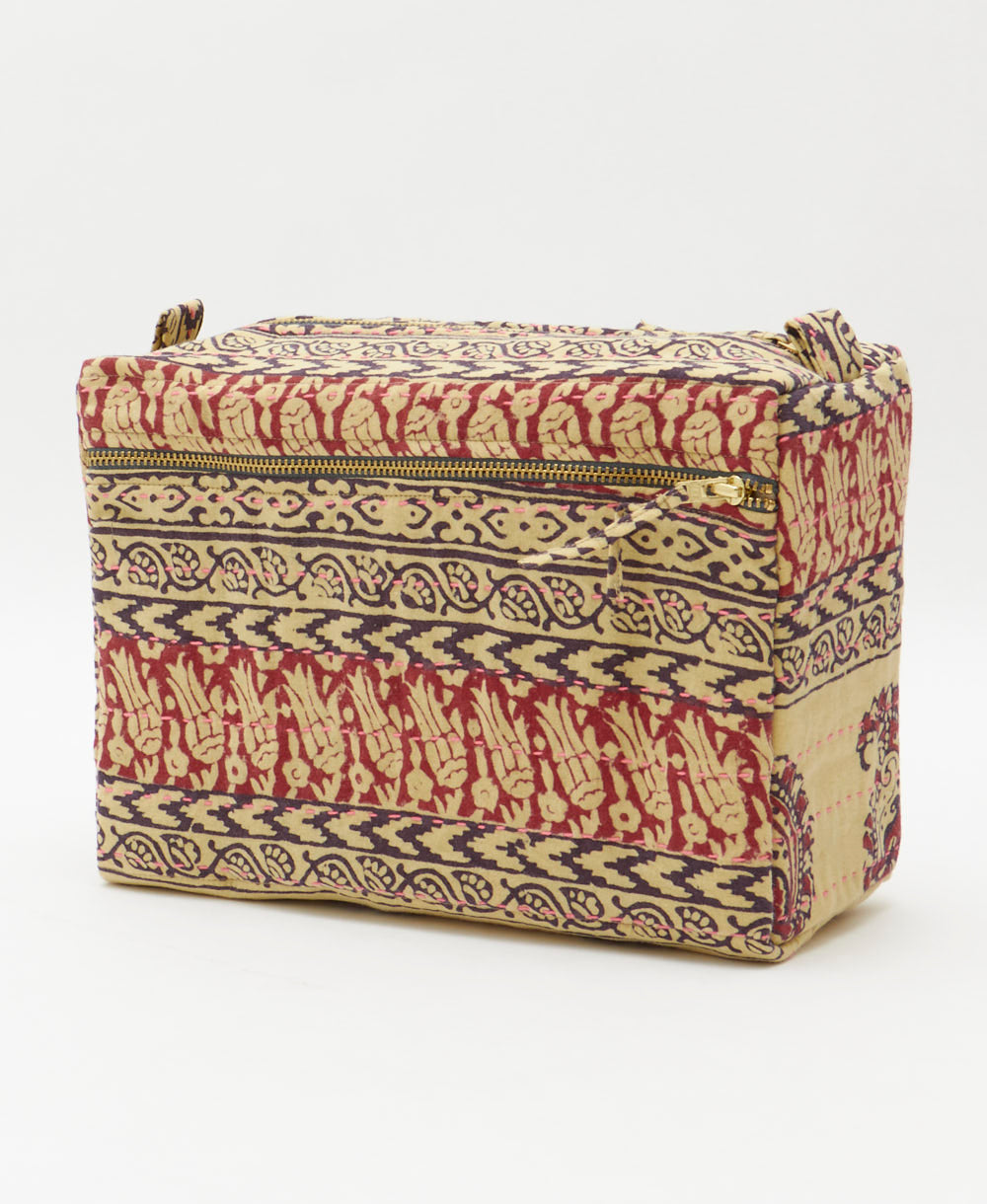 large toiletry bag made from eco-friendly upcyled vintage fabrics by women in India