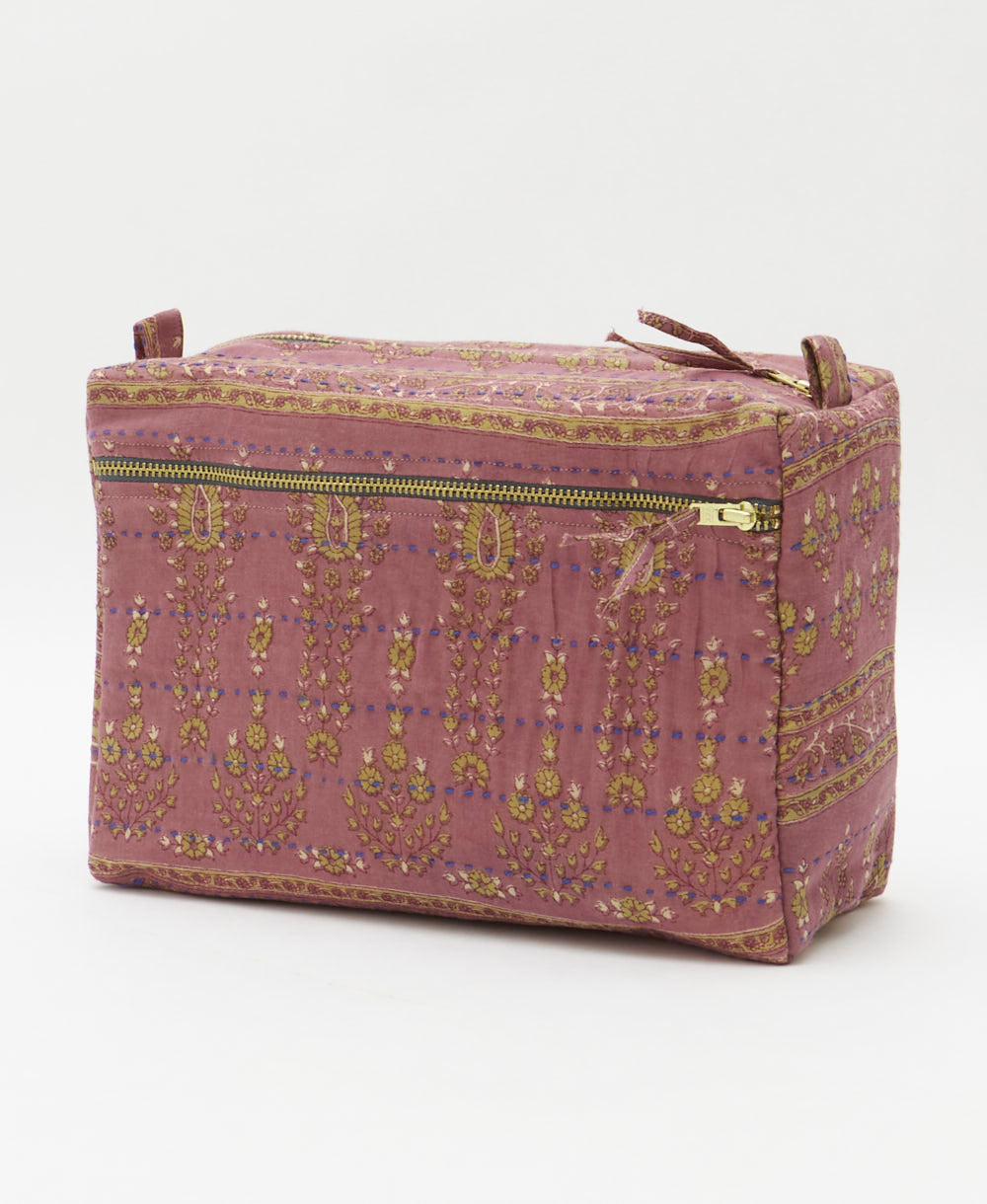 large toiletry bag made from eco-friendly upcyled vintage fabrics by women in India