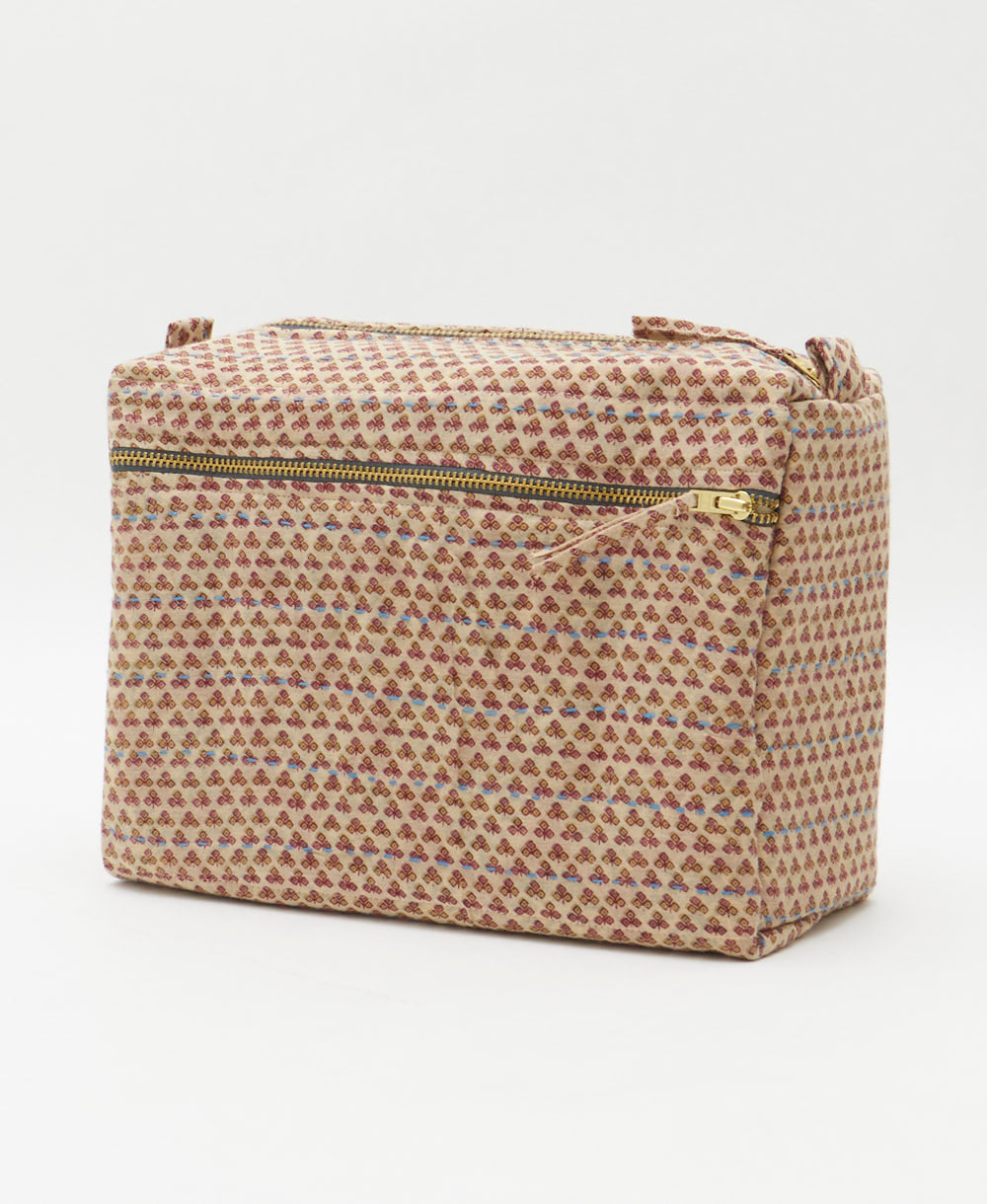 large toiletry bag made from eco-friendly upcyled vintage fabrics by women in India