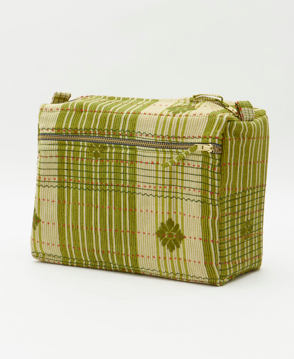 large toiletry bag made from eco-friendly upcyled vintage fabrics by women in India