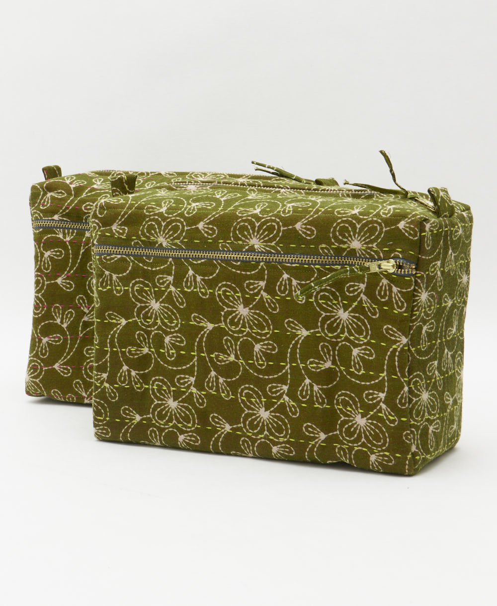 unique cotton toiletry bag made from one-of-a-kind vintage fabrics handmade in India by women artisans