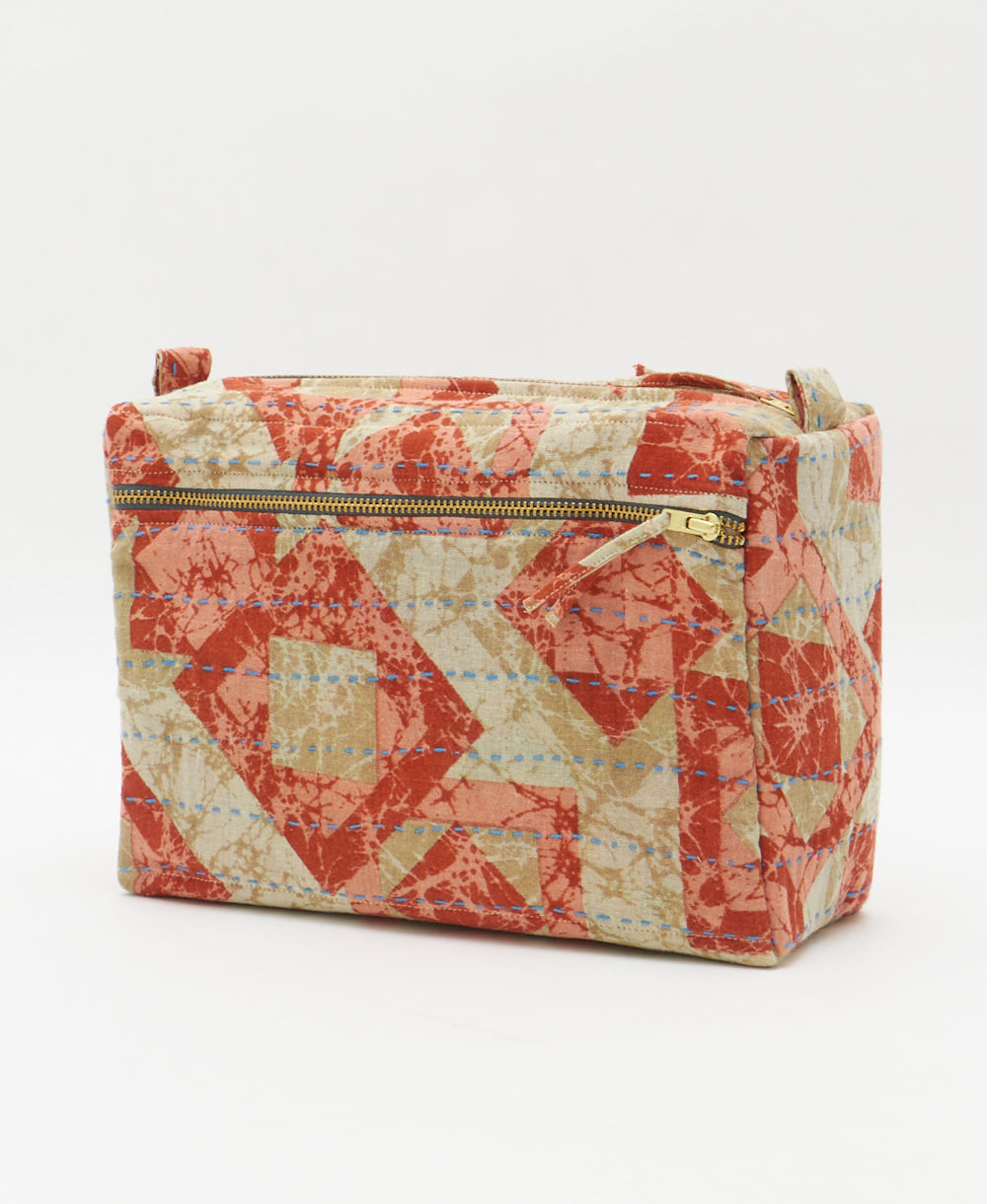 large toiletry bag made from eco-friendly upcyled vintage fabrics by women in India