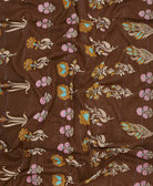 Handmade brown floral print vintage kantha oversized scarf