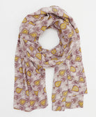 lightweight cotton scarf in mauve and sunshine yellow oversized teardrop print