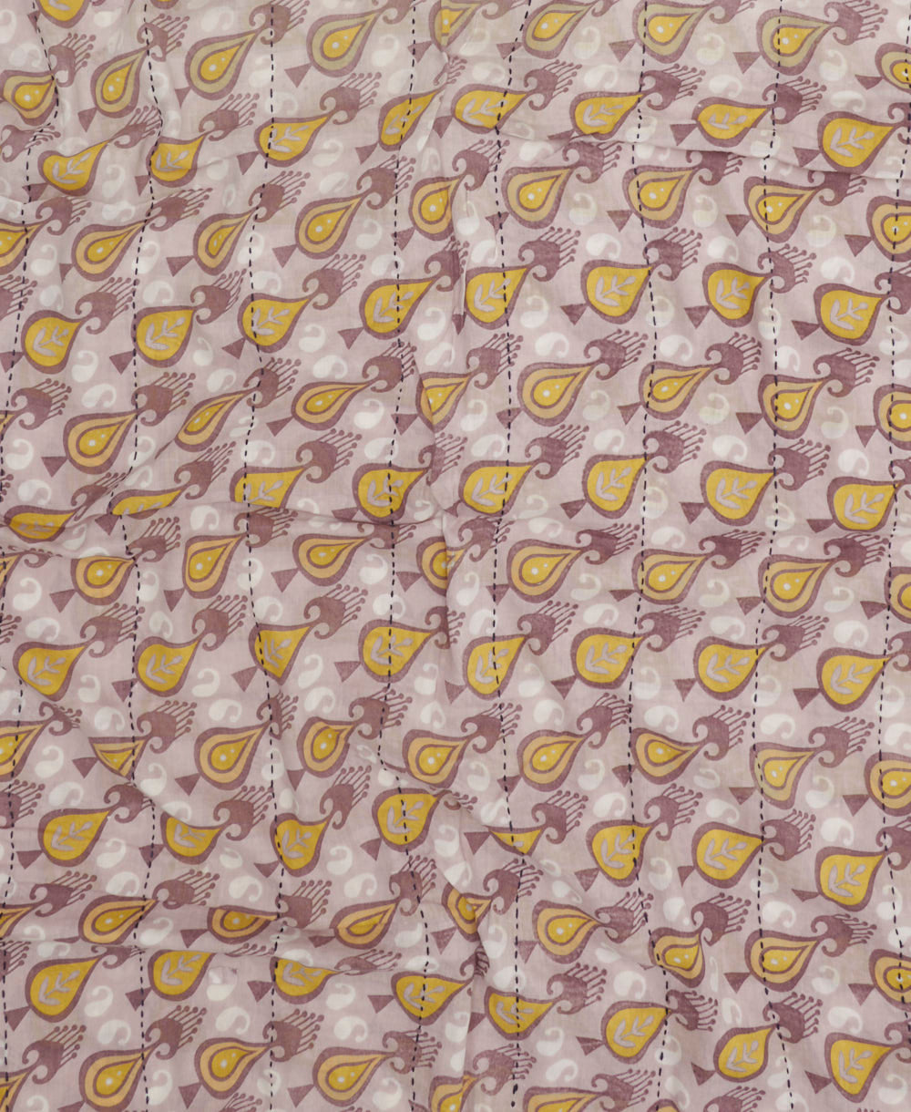 mauve cotton scarf in one-of-a-kind sunshine yellow abstract teardrop print