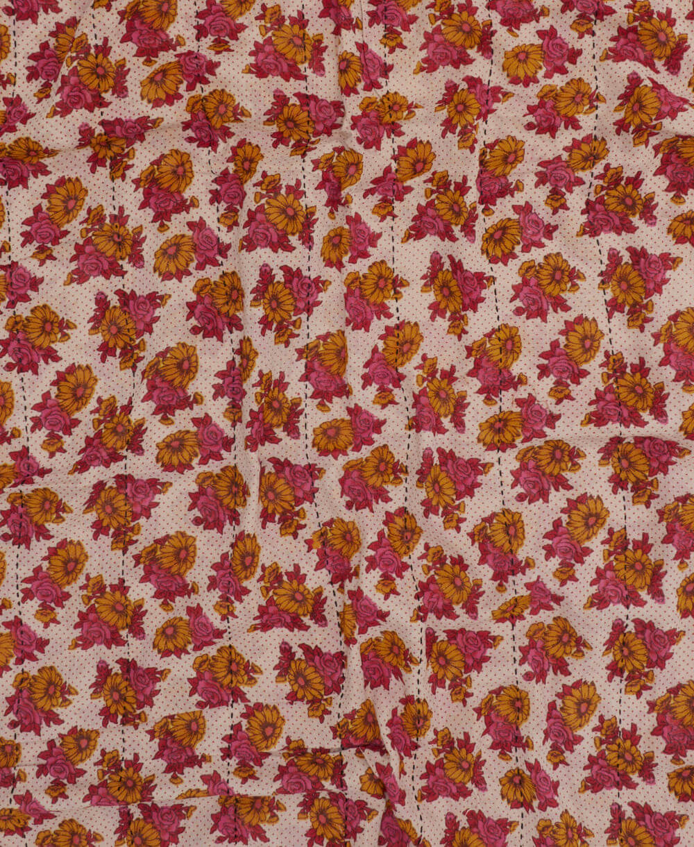 lightweight cotton scarf with magenta pink and tangerine bold floral pattern