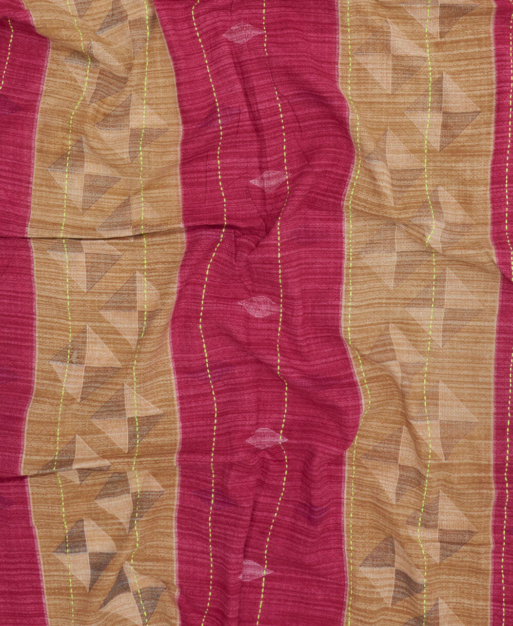 ethically made cotton scarf with magenta and tan stripes