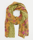 lightweight cotton scarf in two-tone green chevron & orange floral print