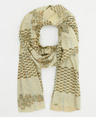 lightweight cotton scarf in subtle olive & mustard floral print