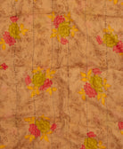 artisan made cotton scarf in green, pink, and yellow floral print