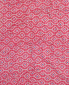 ethically made hot pink cotton scarf in a white and blue diamond print