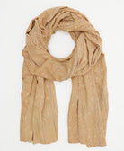 long cotton scarf in subtle beige stripe handmade in India from vintage cotton saris