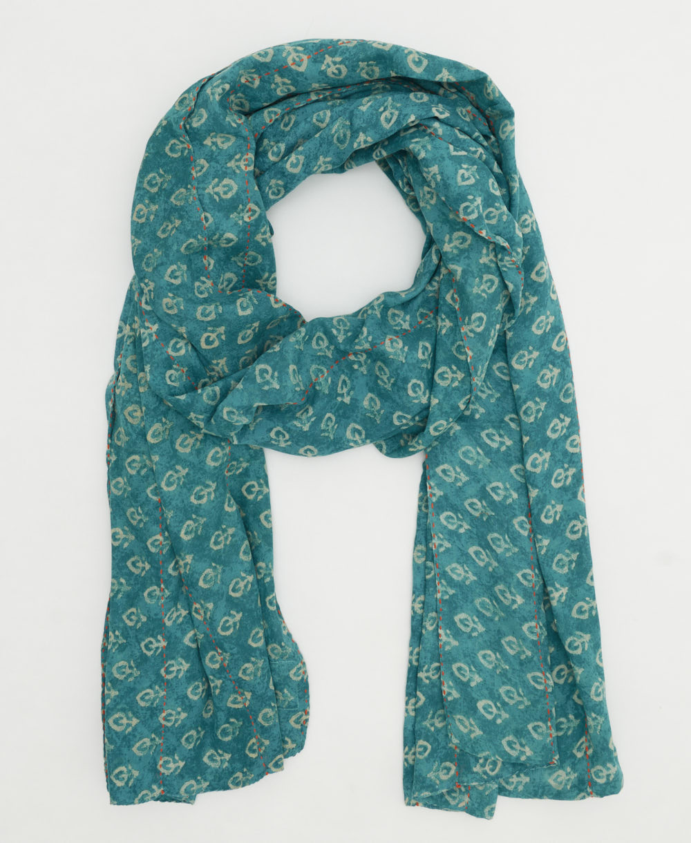 long cotton scarf handmade from upcycled vintage fabrics in India by all women artisans