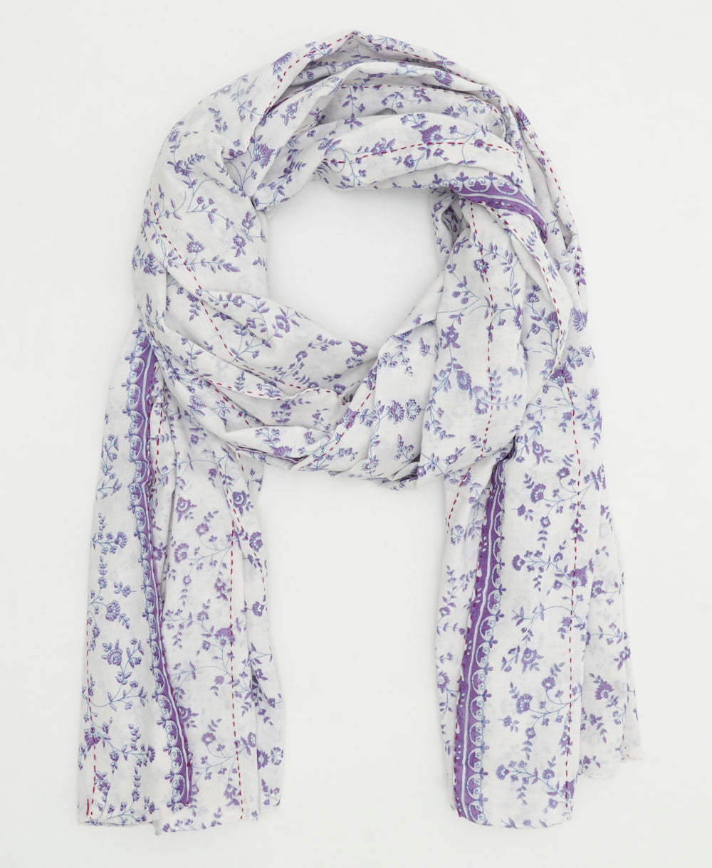 long cotton scarf handmade from upcycled vintage fabrics in India by all women artisans