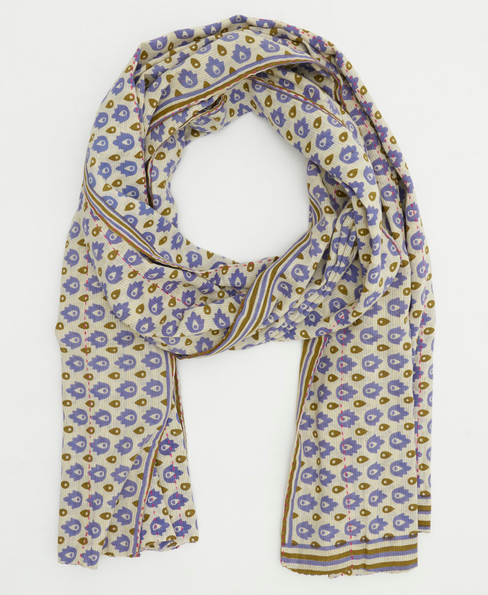 long cotton scarf handmade from upcycled vintage fabrics in India by all women artisans