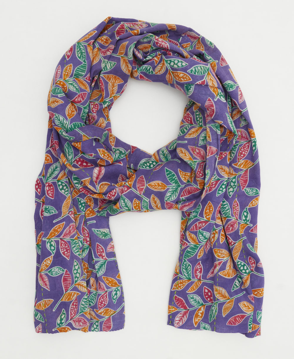 long cotton scarf handmade from upcycled vintage fabrics in India by all women artisans