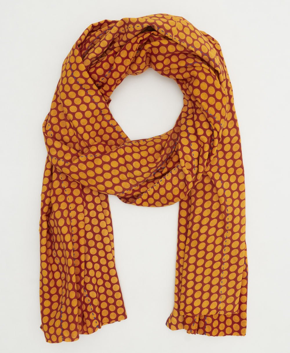 long cotton scarf handmade from upcycled vintage fabrics in India by all women artisans