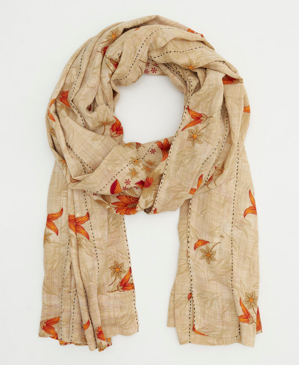 long cotton scarf handmade from upcycled vintage fabrics in India by all women artisans