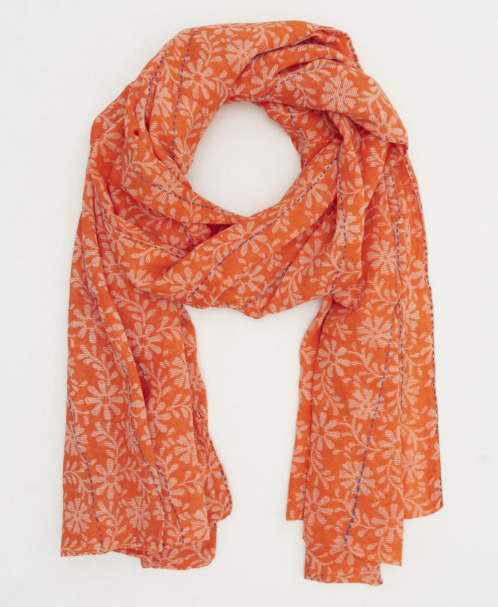 long cotton scarf handmade from upcycled vintage fabrics in India by all women artisans