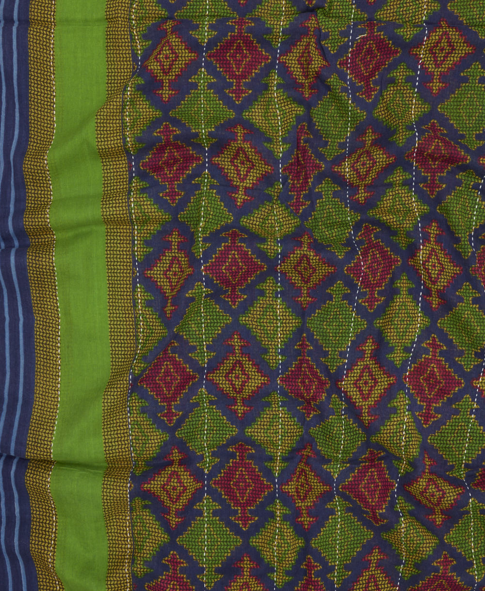 shawl long scarf with hand-stitched embroidery made from one-of-a-kind vintage fabrics