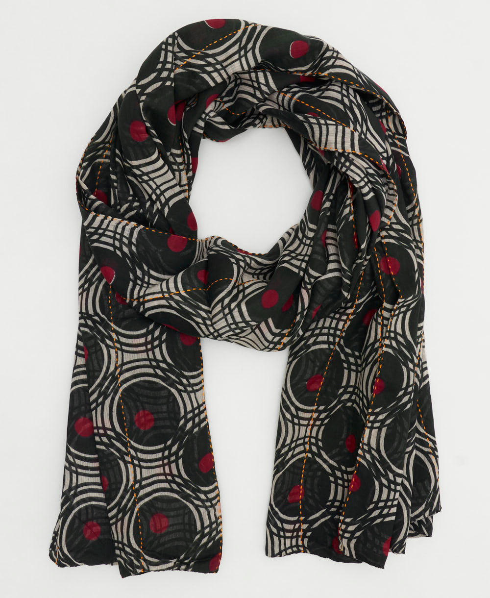 long cotton scarf handmade from upcycled vintage fabrics in India by all women artisans