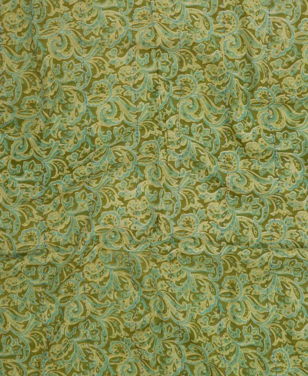 long cotton scarf handmade in India from upcycled vintage fabrics & embroidered