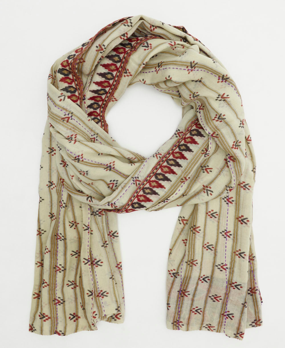 cotton long scarf handmade in India from vintage cotton fabrics in one-of-a-kind vintage patterns