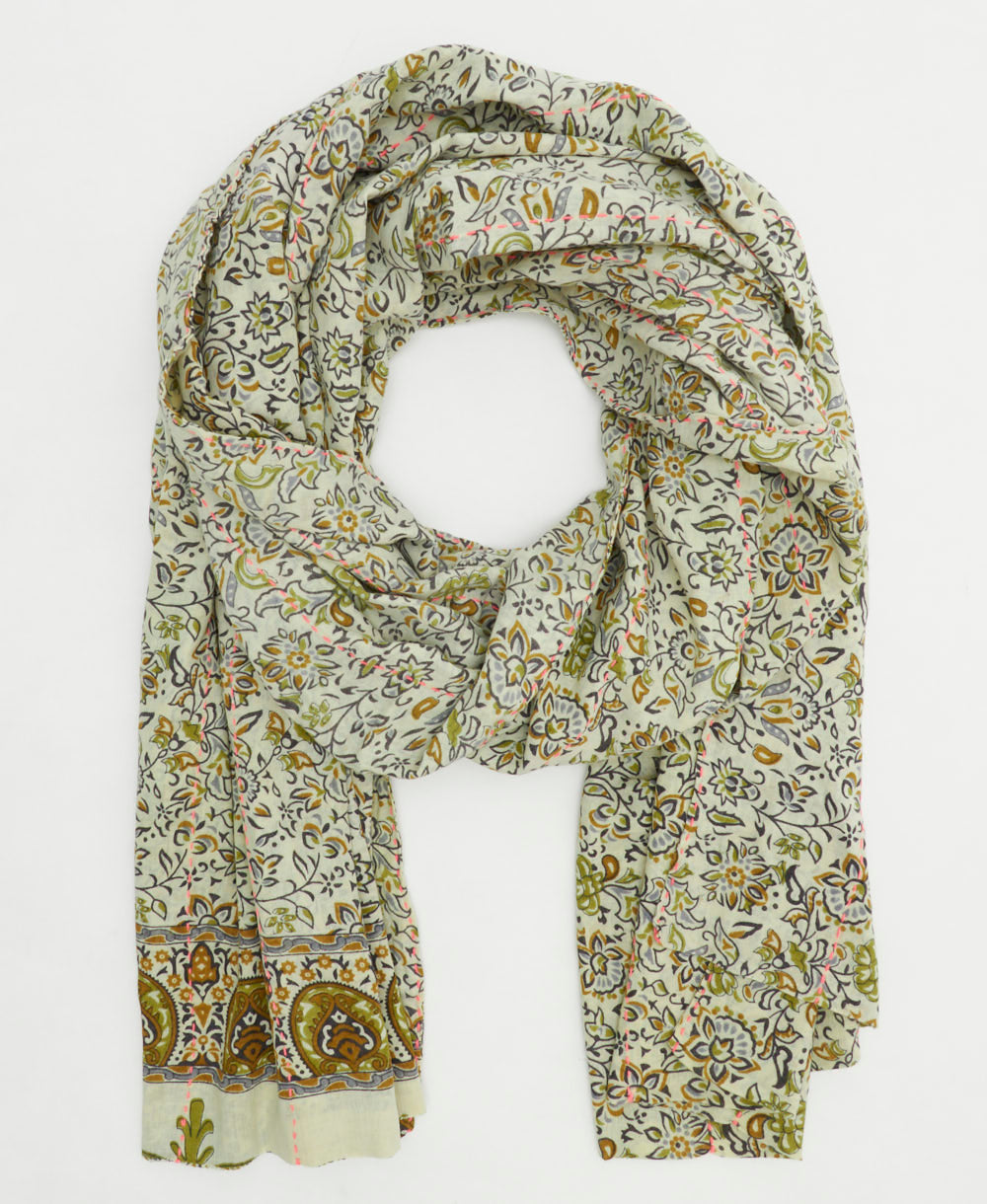 cotton long scarf handmade in India from vintage cotton fabrics in one-of-a-kind vintage patterns