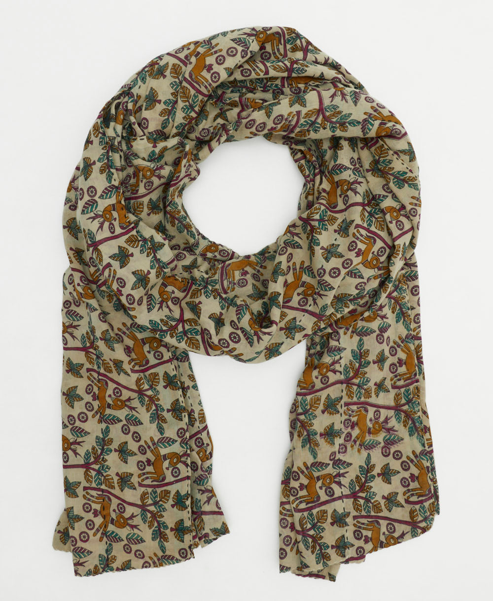 cotton long scarf handmade in India from vintage cotton fabrics in one-of-a-kind vintage patterns