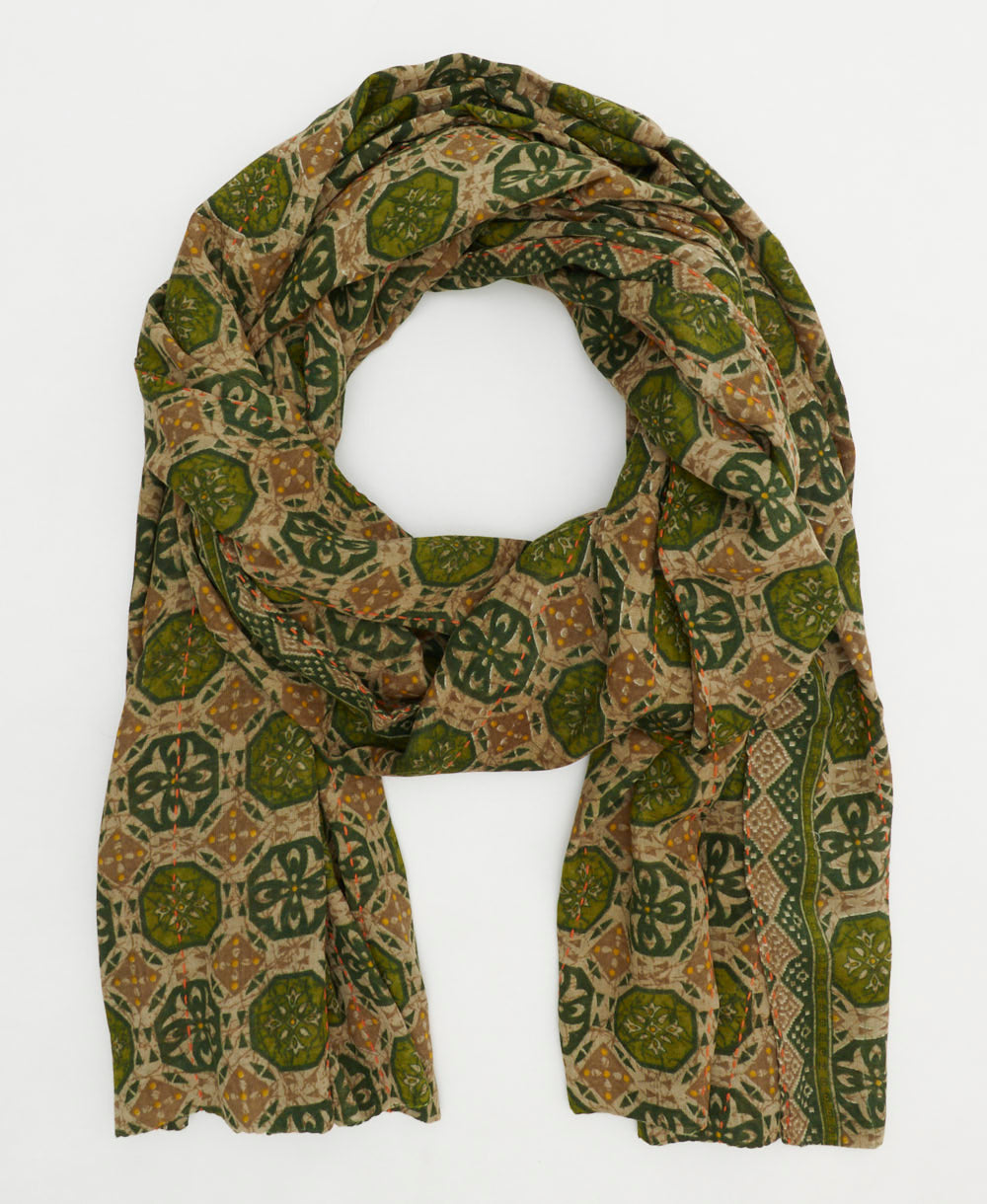 cotton long scarf handmade in India from vintage cotton fabrics in one-of-a-kind vintage patterns