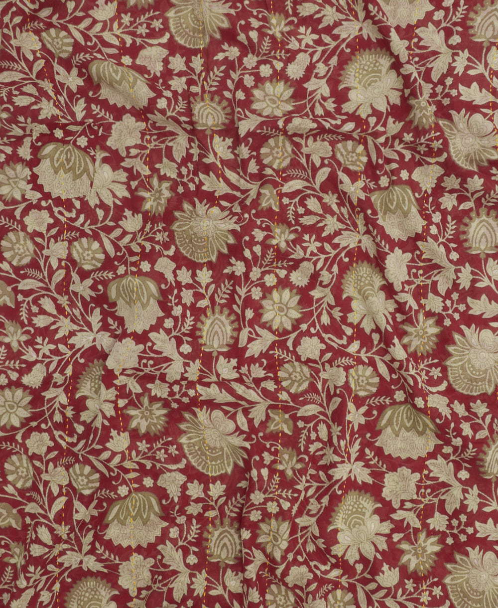 long cotton scarf handmade in India from upcycled vintage fabrics & embroidered