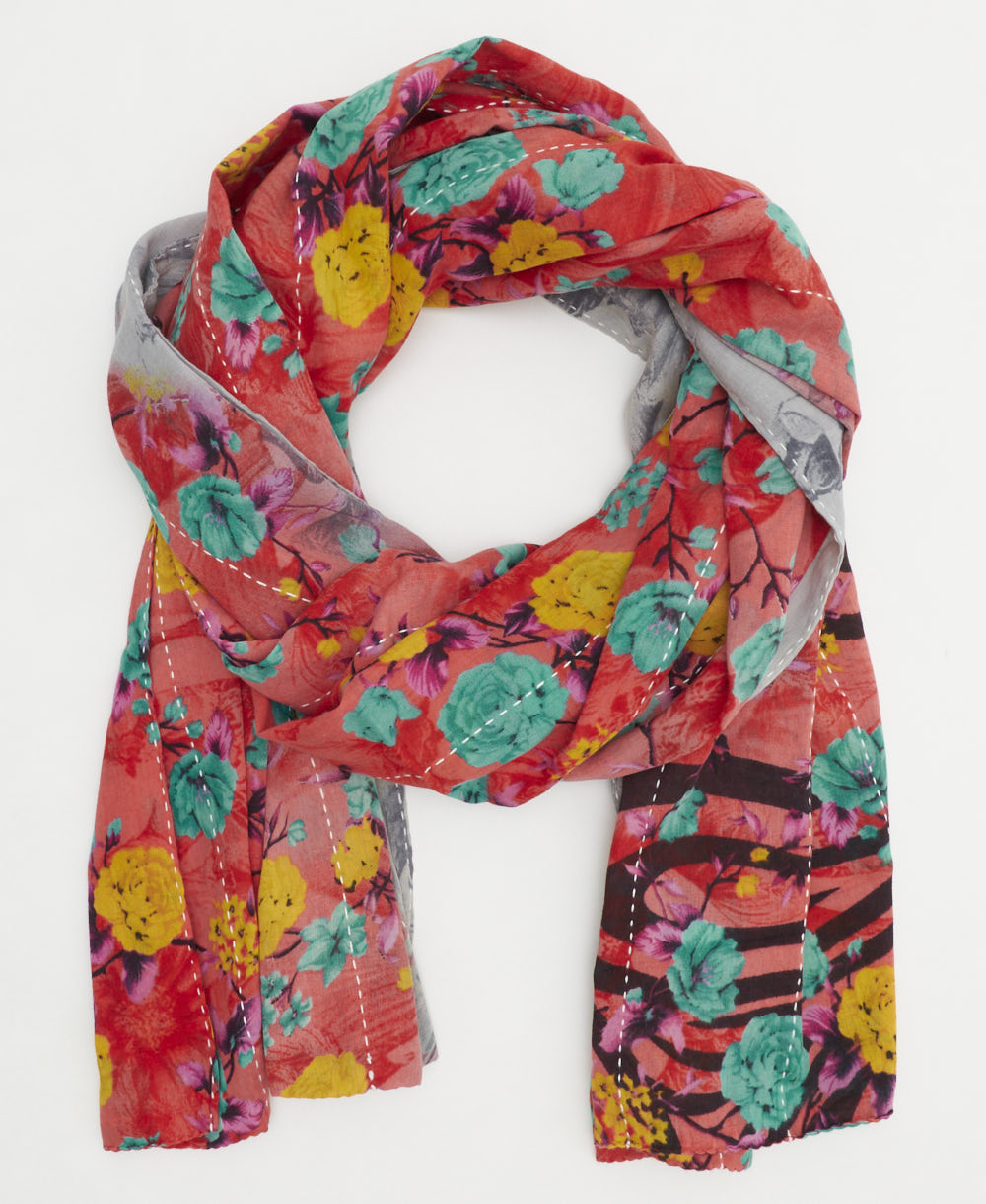 cotton long scarf handmade in India from vintage cotton fabrics in one-of-a-kind vintage patterns