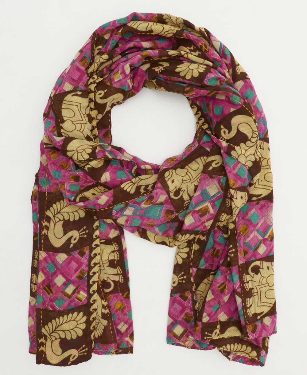 cotton long scarf handmade in India from vintage cotton fabrics in one-of-a-kind vintage patterns