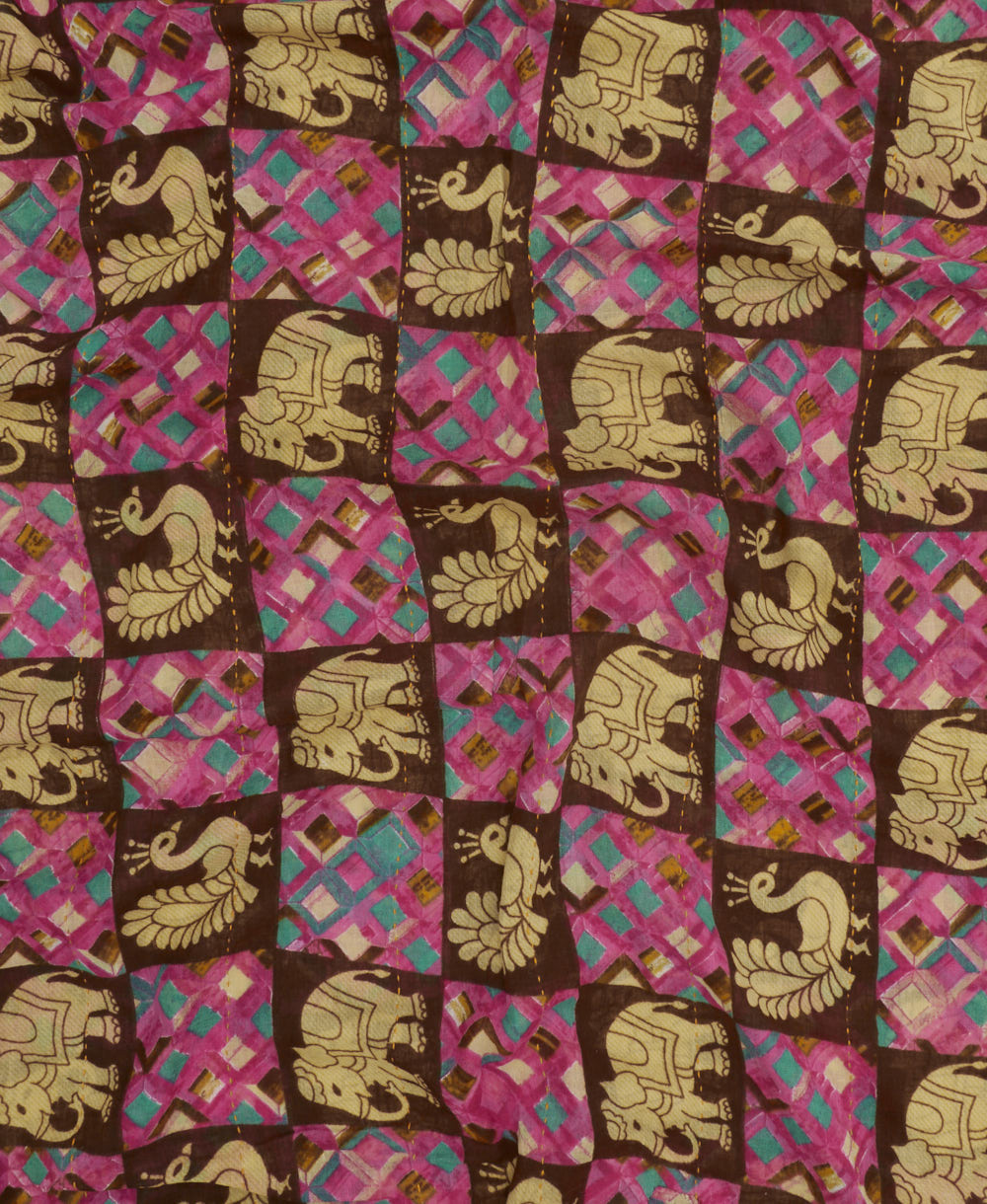 long cotton scarf handmade in India from upcycled vintage fabrics & embroidered