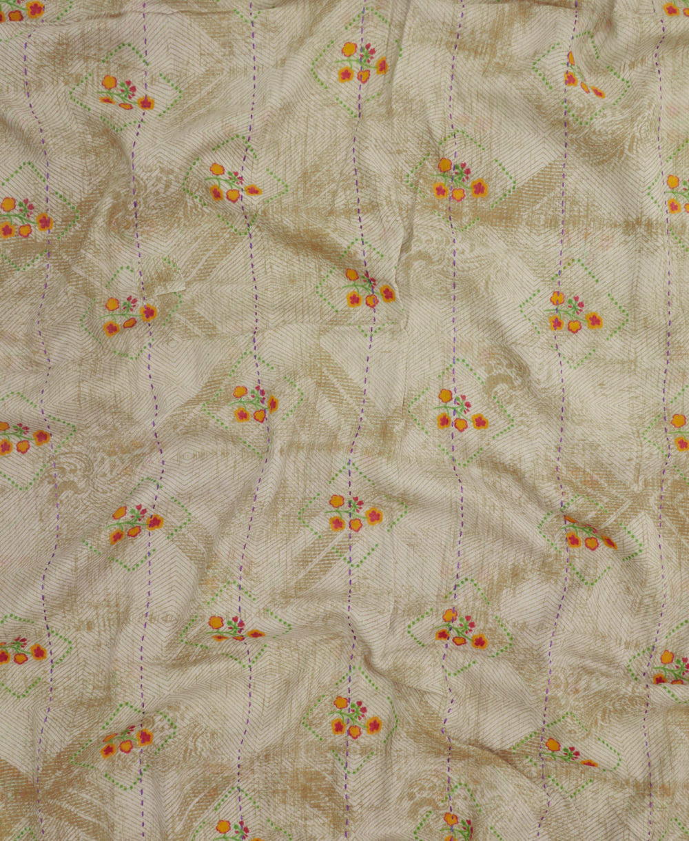 long cotton scarf handmade in India from upcycled vintage fabrics & embroidered