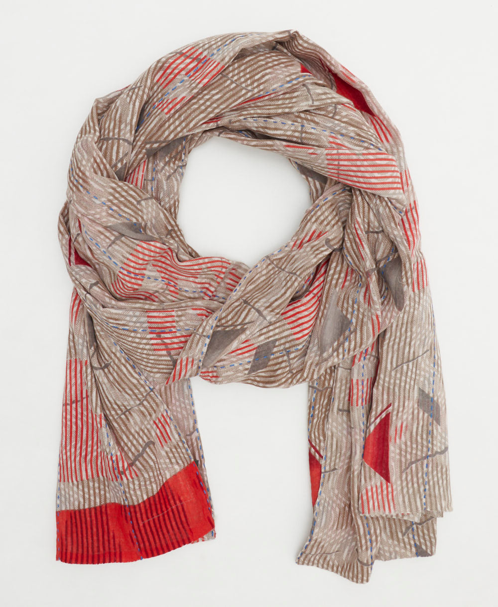 cotton long scarf handmade in India from vintage cotton fabrics in one-of-a-kind vintage patterns