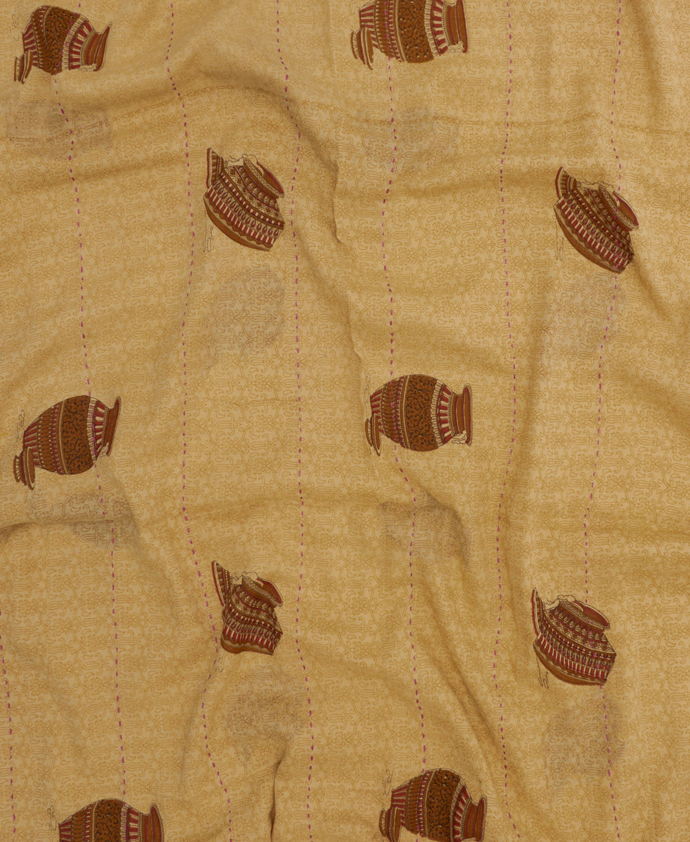 long cotton scarf handmade in India from upcycled vintage fabrics & embroidered