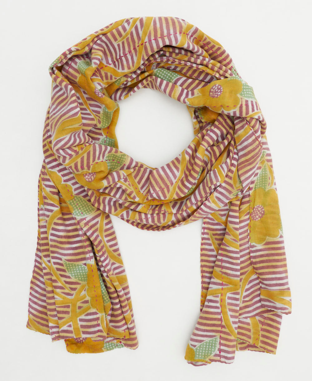 cotton long scarf handmade in India from vintage cotton fabrics in one-of-a-kind vintage patterns