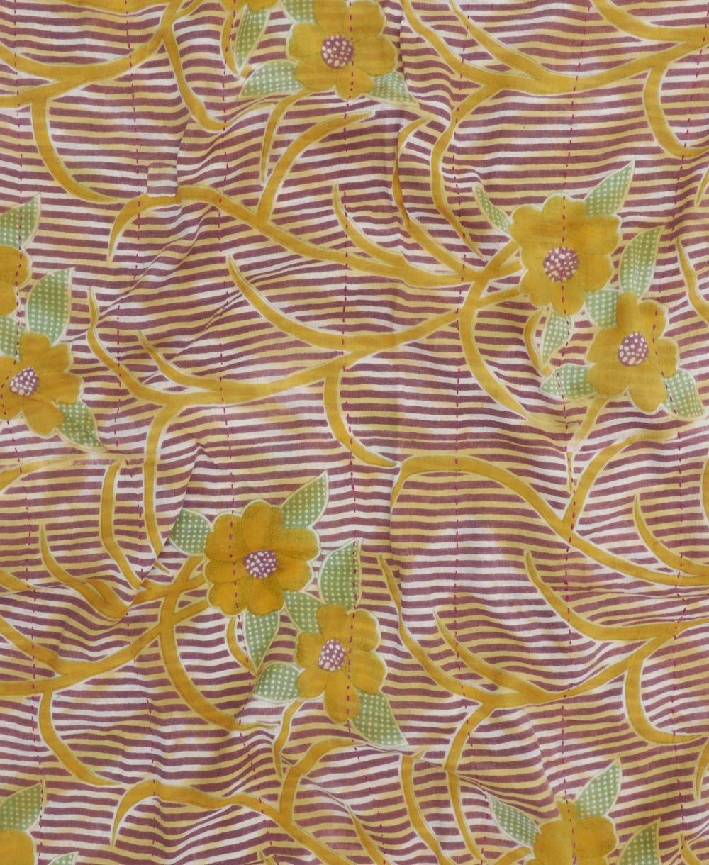 long cotton scarf handmade in India from upcycled vintage fabrics & embroidered