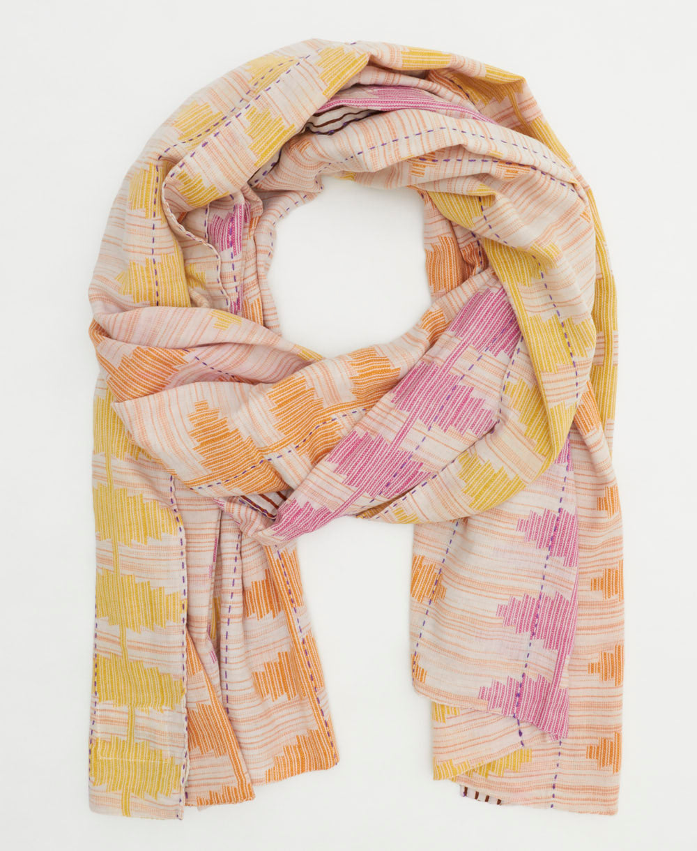 cotton long scarf handmade in India from vintage cotton fabrics in one-of-a-kind vintage patterns
