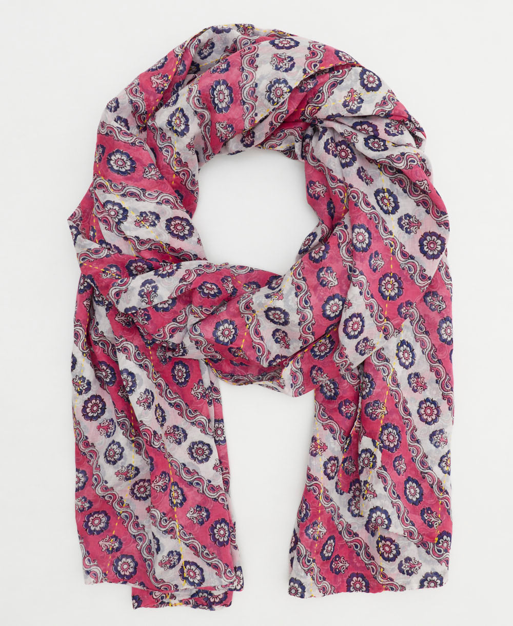 cotton long scarf handmade in India from vintage cotton fabrics in one-of-a-kind vintage patterns