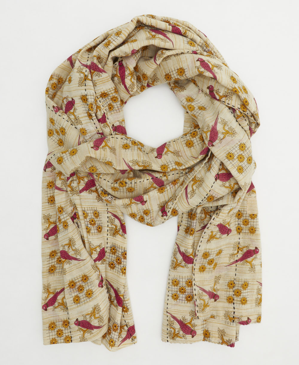 cotton long scarf handmade in India from vintage cotton fabrics in one-of-a-kind vintage patterns