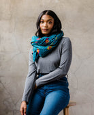 cozy oversized scarf made from one-of-a-kind vintage cotton saris sourced in India and upcycled